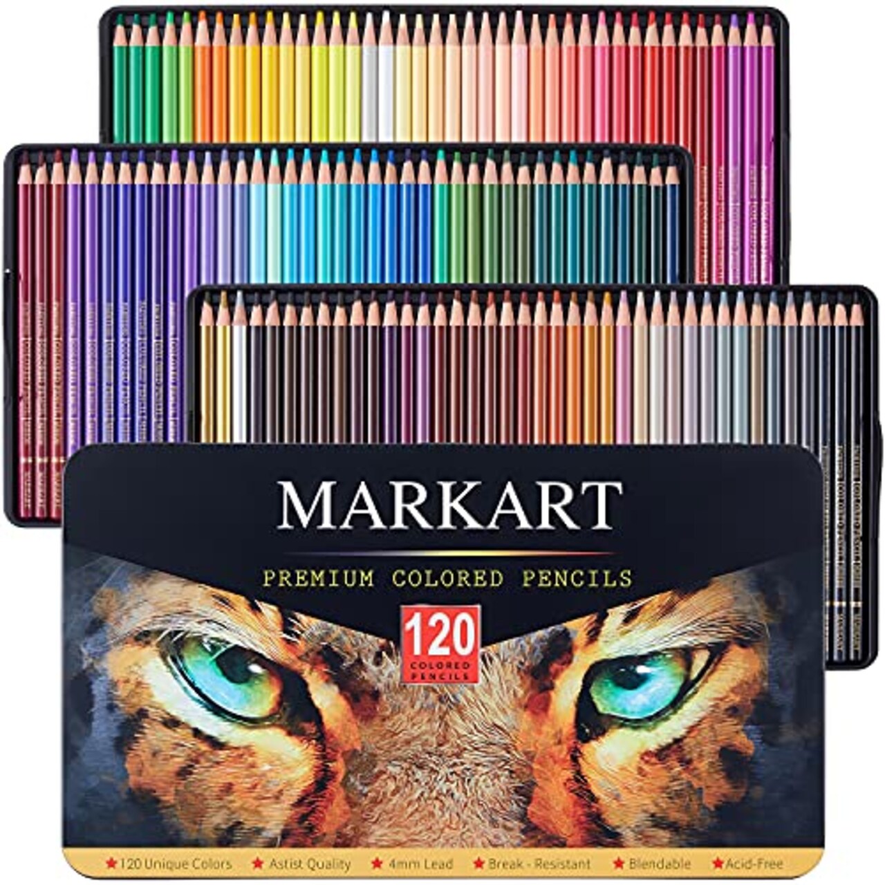 MARKART 120 Count Colored Pencils for Adult Coloring Books, Soft Core,  Ideal for Drawing Blending Shading, Color Pencils Set Gift for Adults Kids  Beginners in Tin Box